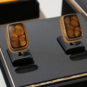 Kenneth Cole Gold Tone With Brown Center Earrings